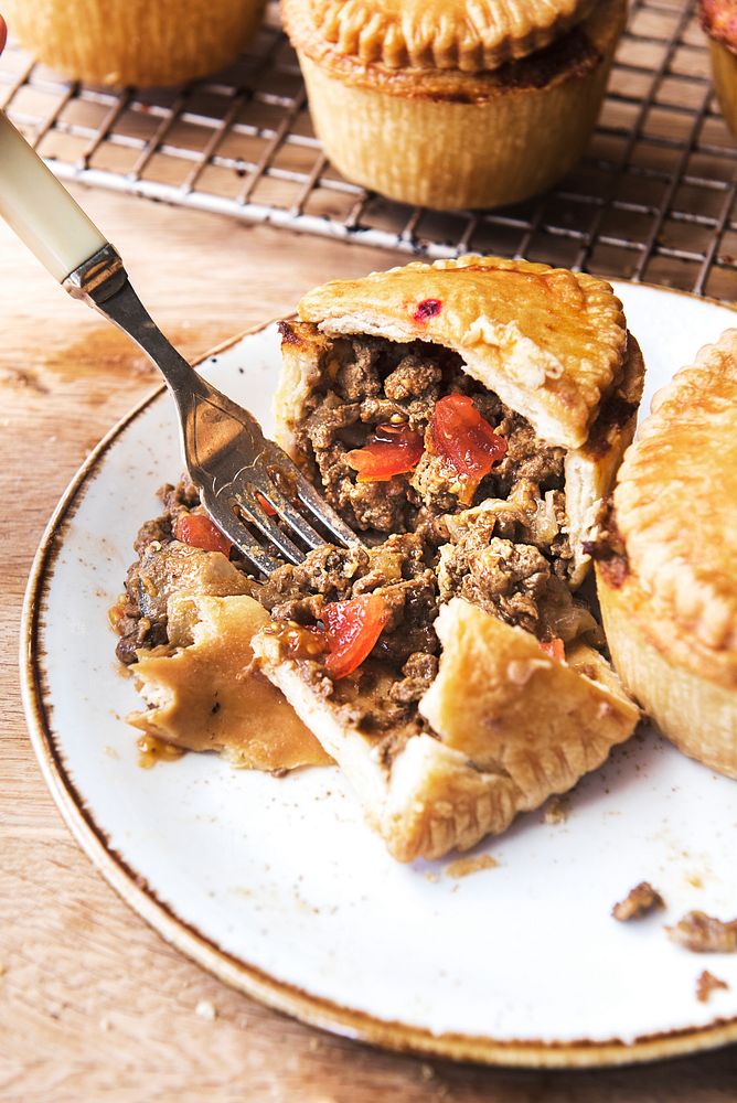 Mini meat pie with homemade crust food photography
