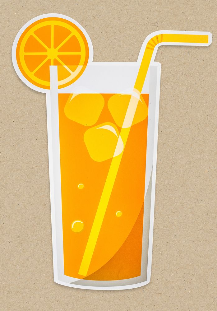 A glass of fresh orange juice icon isolated