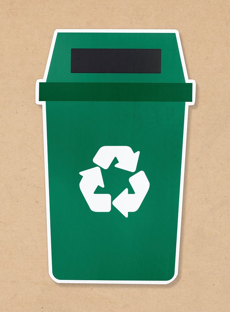 Green trash with recycle symbol