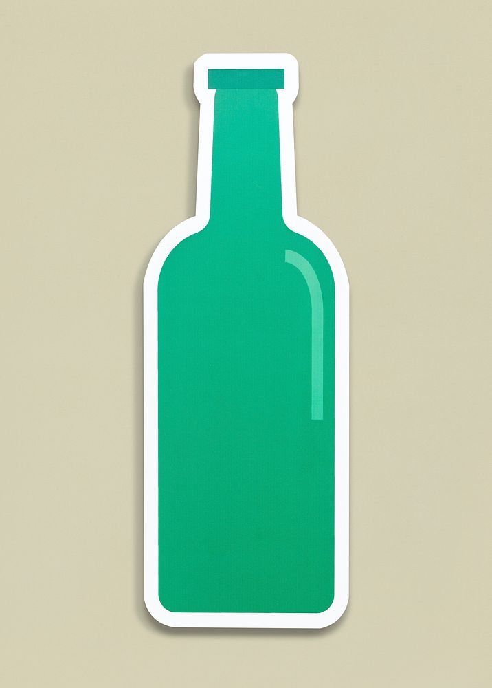 Green glass bottle on isolated