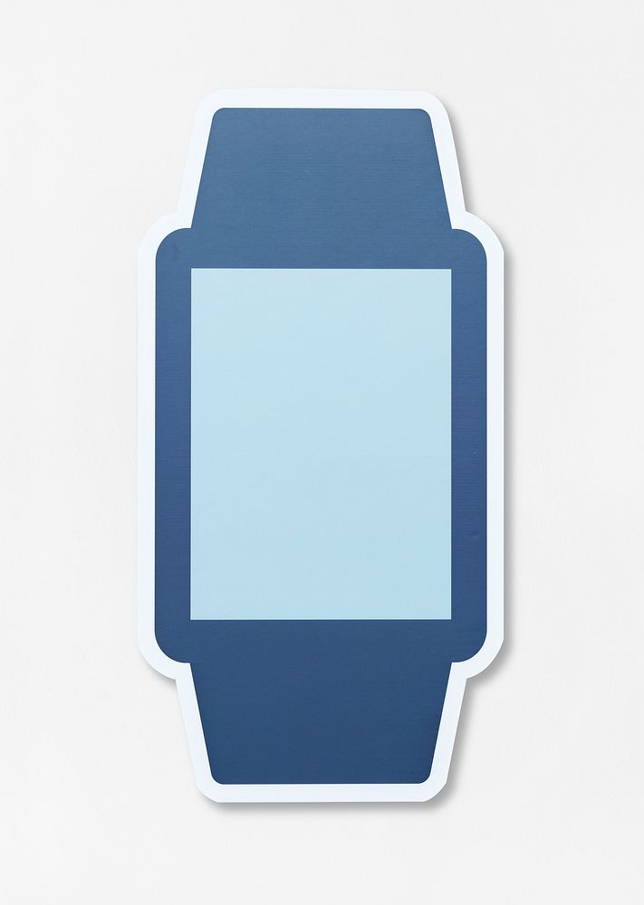 Blue smart watch mock up icon