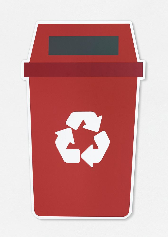 Red trash with a recycle symbol