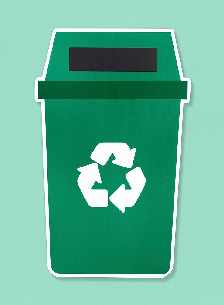 Green trash with a recycle symbol