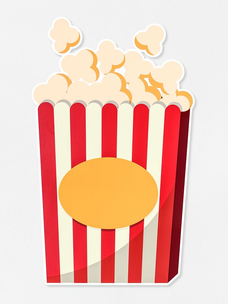 Popcorn in a red striped bucket