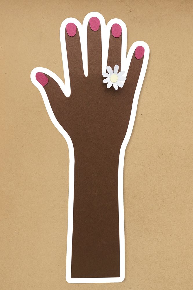 Hand with a daisy flower paper craft sticker
