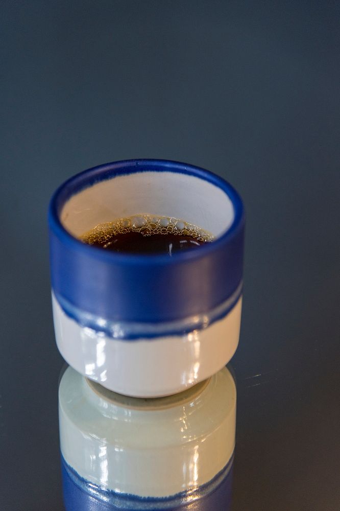Closeup of black coffee in a cup