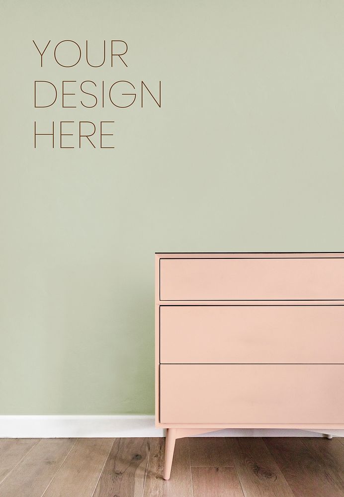 Pink drawer against a wall mockup