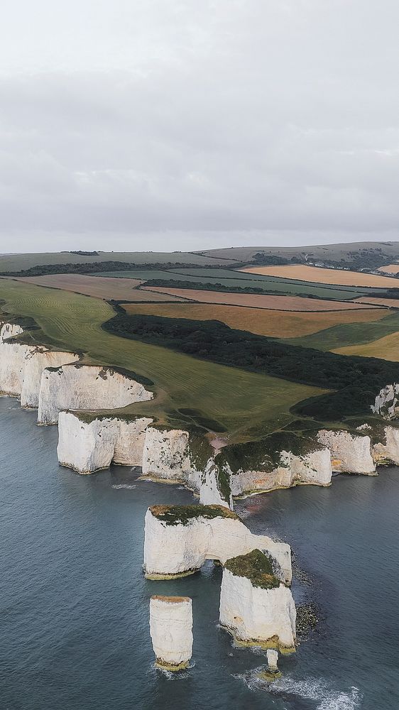 Nature mobile wallpaper background, old harry rocks at Handfast Point, on the Isle of Purbeck in Dorset, southern England