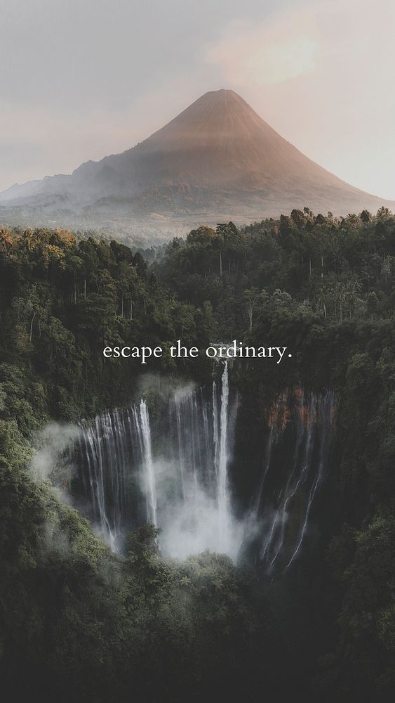 View of Mount Bromo and Tumpak Sewu Waterfalls, Indonesia mobile phone wallpaper