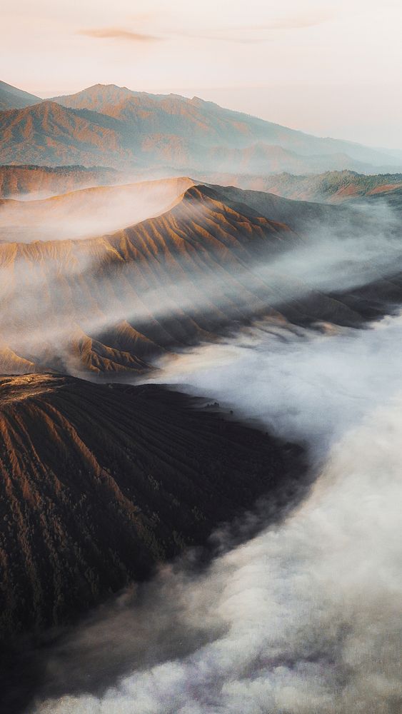 Volcano iPhone wallpaper, nature mobile background, Mount Bromo volcano in Indonesia, travel destination