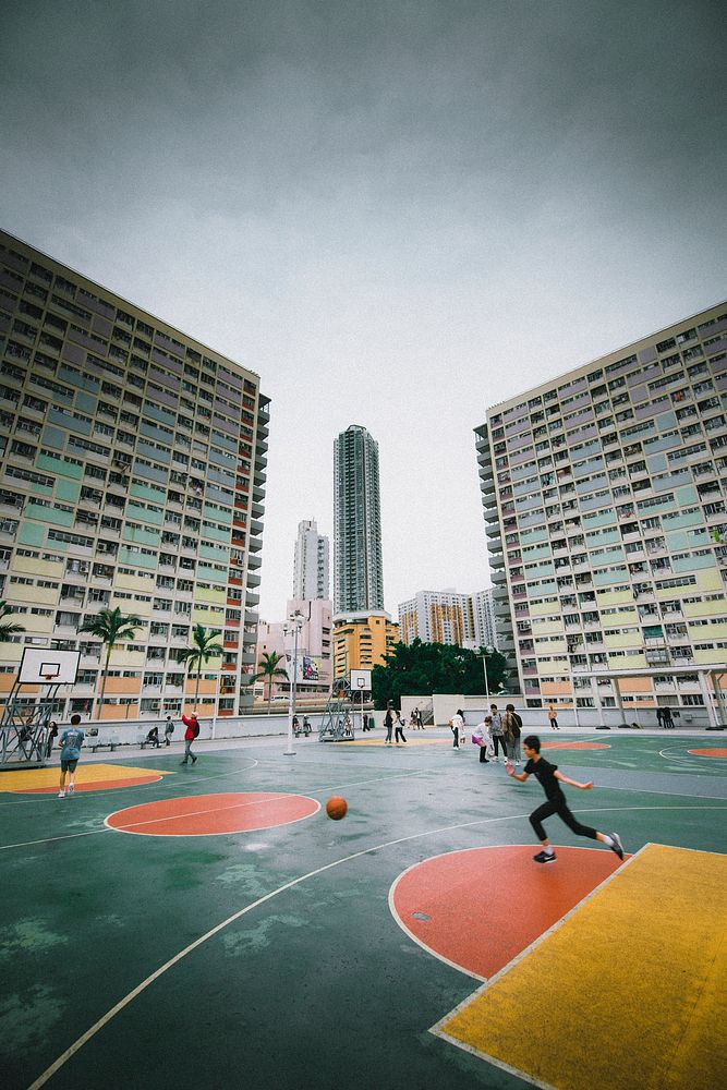 Kids playing basketball in Hong Kong. 10 MARCH, 2019 - HONG KONG