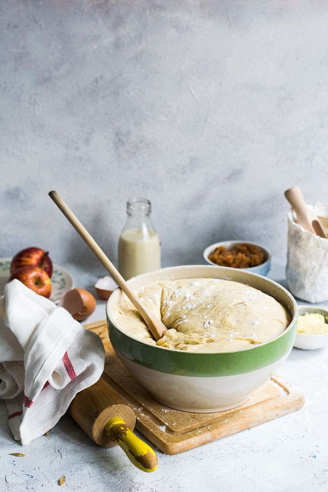 Dough for a yeast apple cake food photography recipe idea