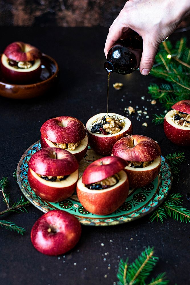 Fresh homemade stuffed red apples