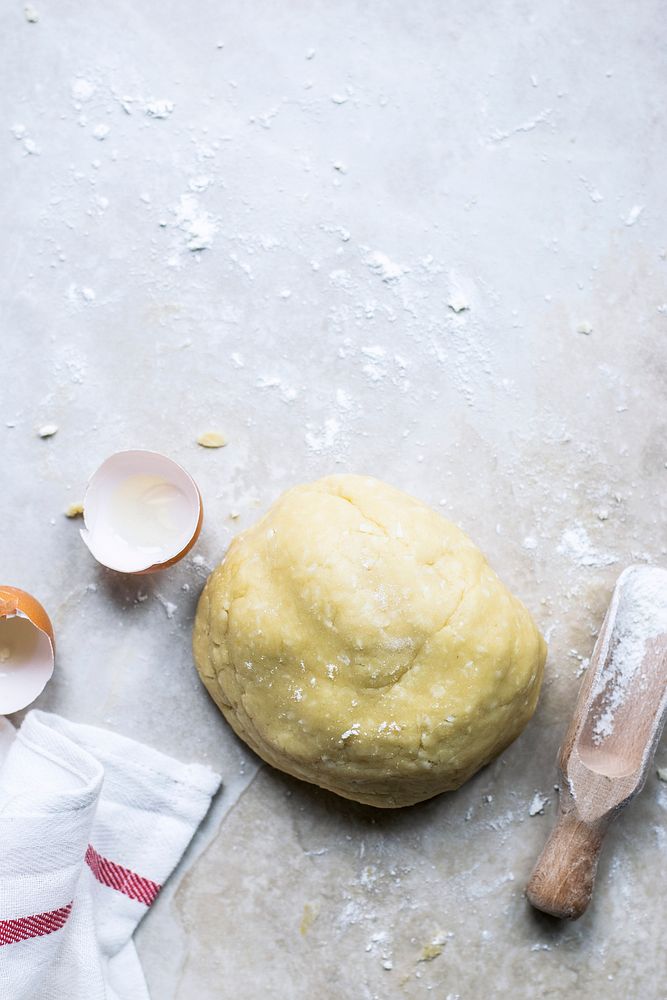 Kneaded dough on a table