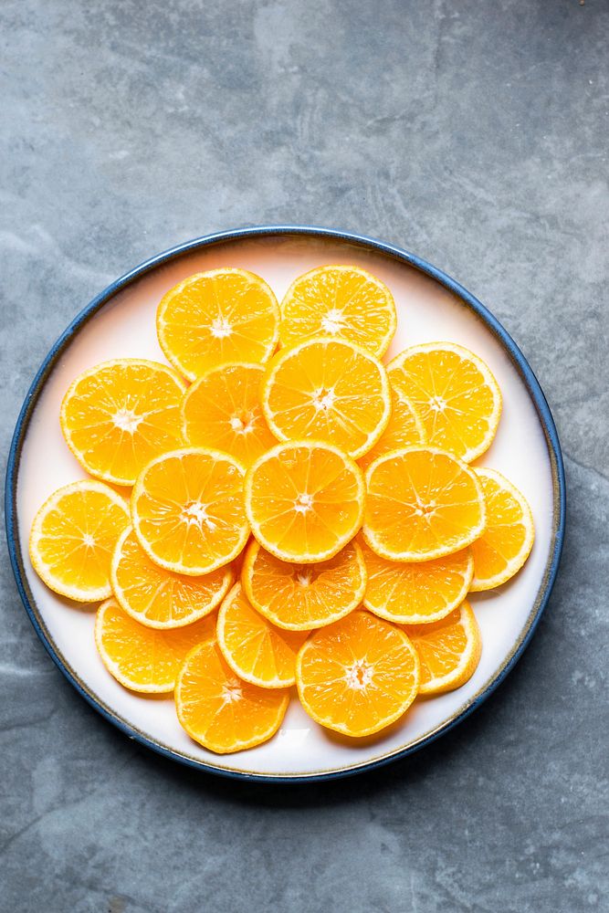 Mandarin slices on a bowl
