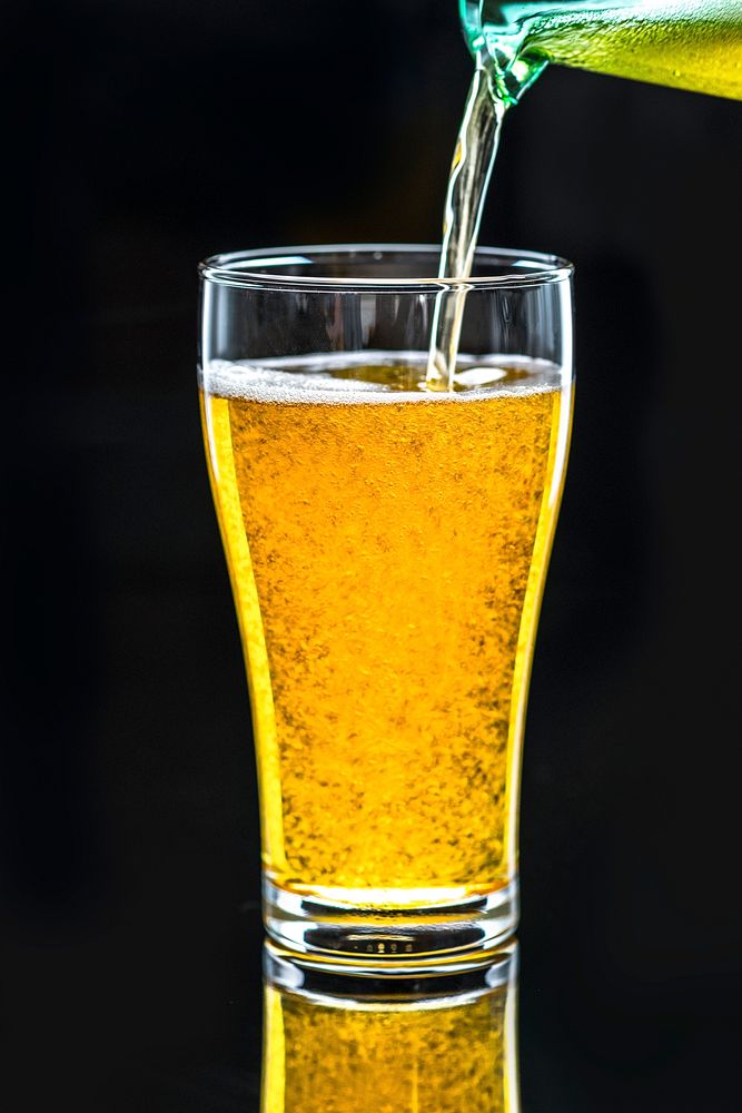 A glass of cold beer macro photography