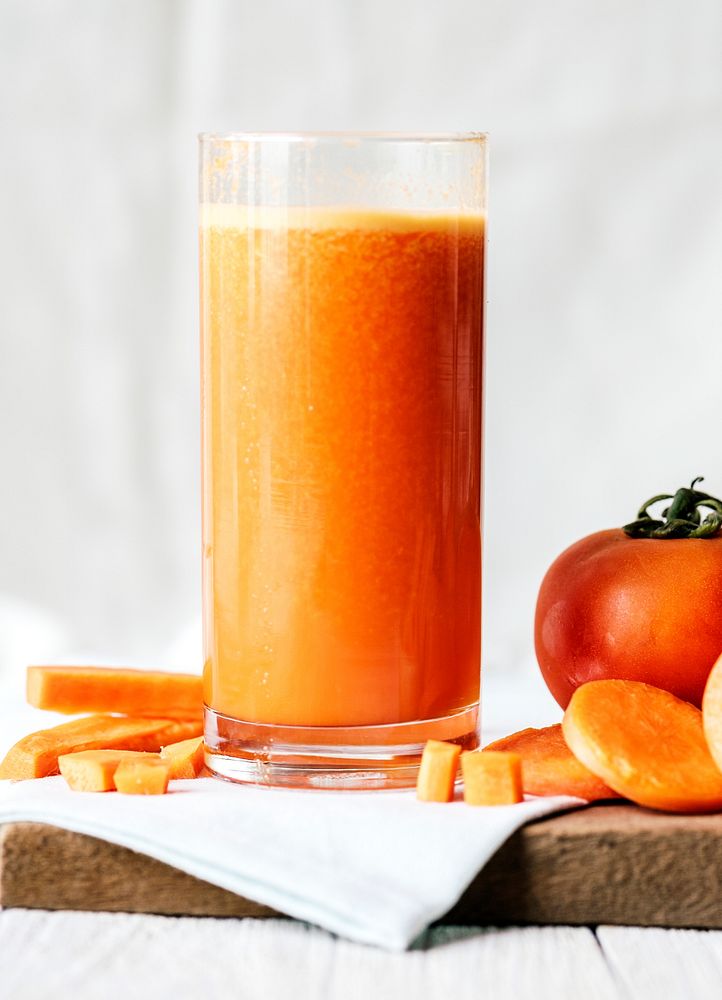 Fresh carrot juic macro shot