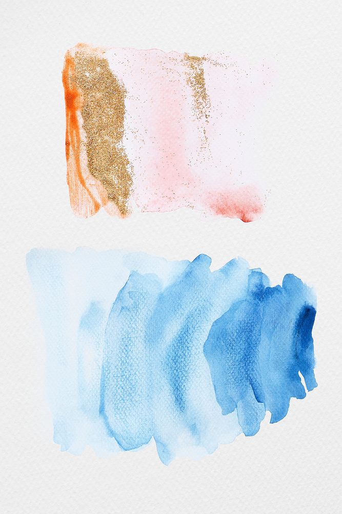 Colorful shimmering watercolor brush strokes illustration