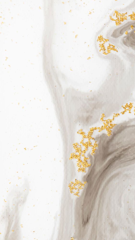 Abstract black watercolor and gold glitter phone background vector