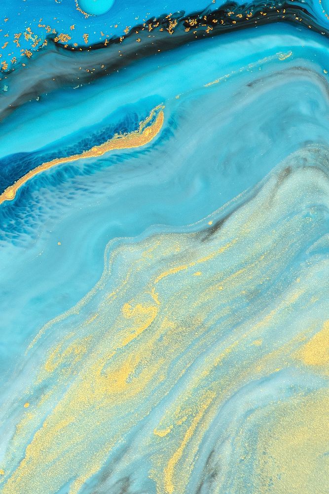Abstract blue watercolor with gold glitter background