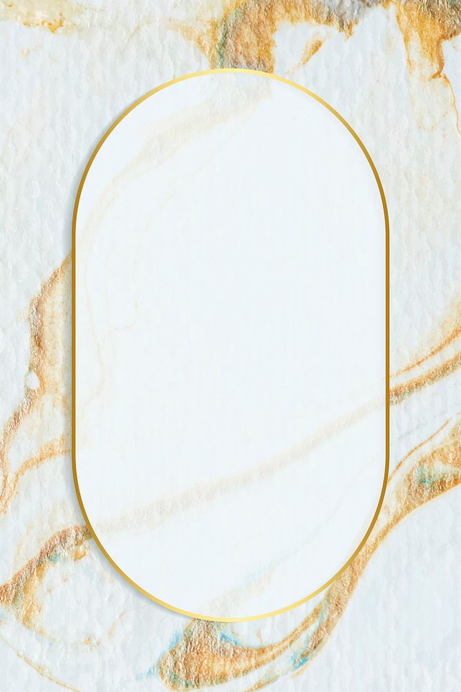 Golden oval frame on brown watercolor stain background vector