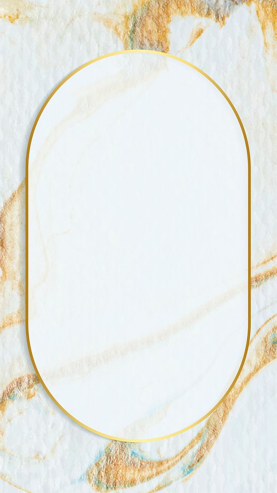 Golden oval frame on brown watercolor stain mobile wallpaper vector