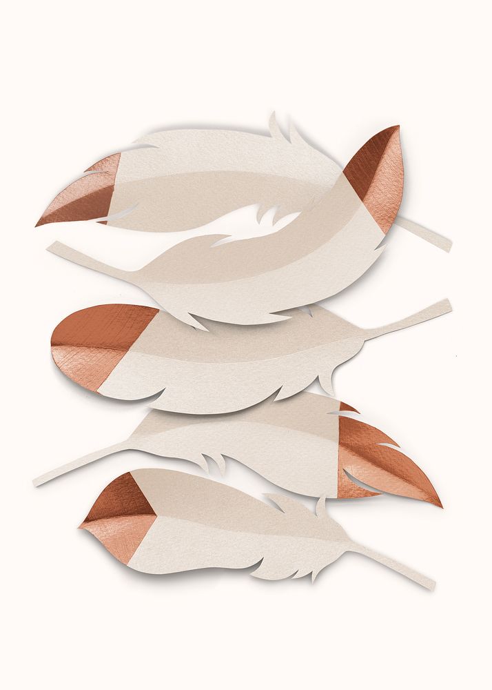 Brown paper craft feather with bronze tip
