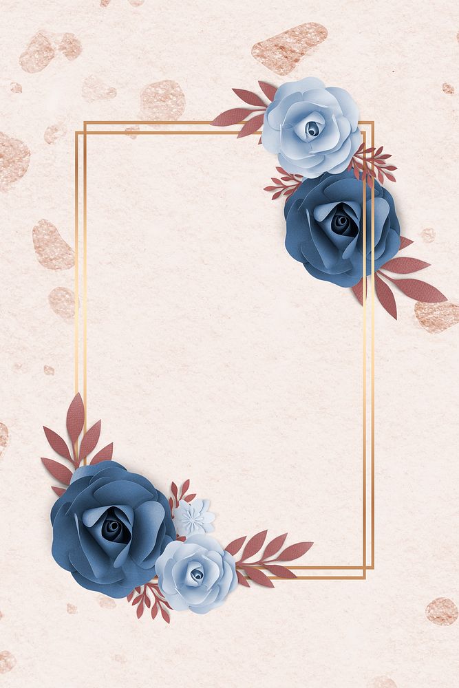 Blue flowers on rectangle frame