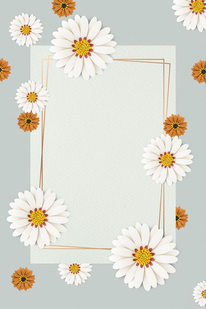 White paper craft daisy flower on light blue background