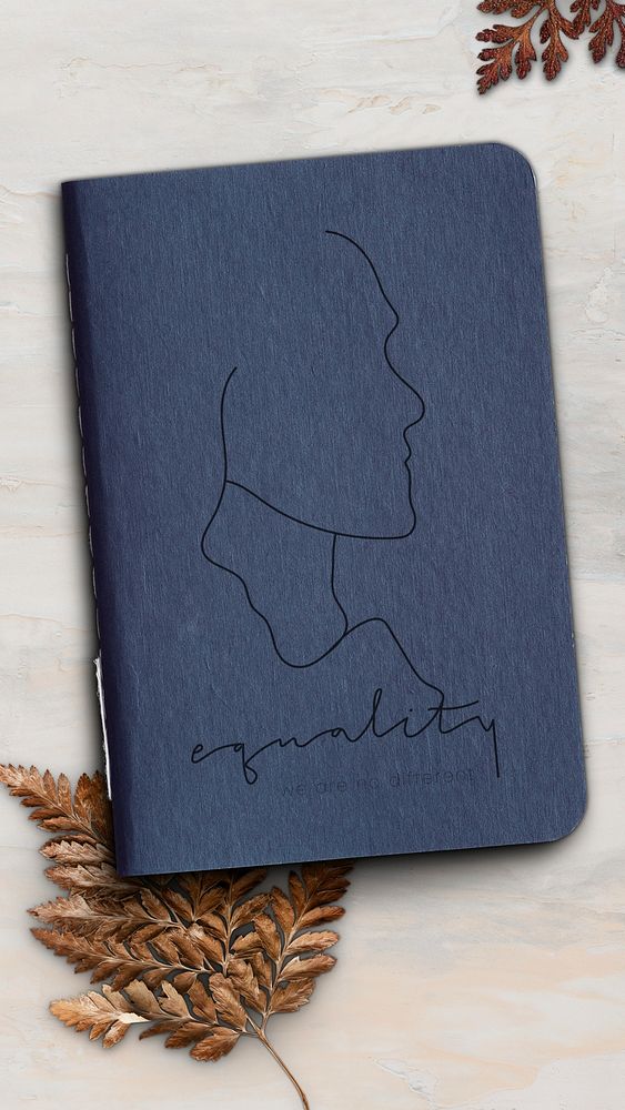 Blank blue equality notebook mockup