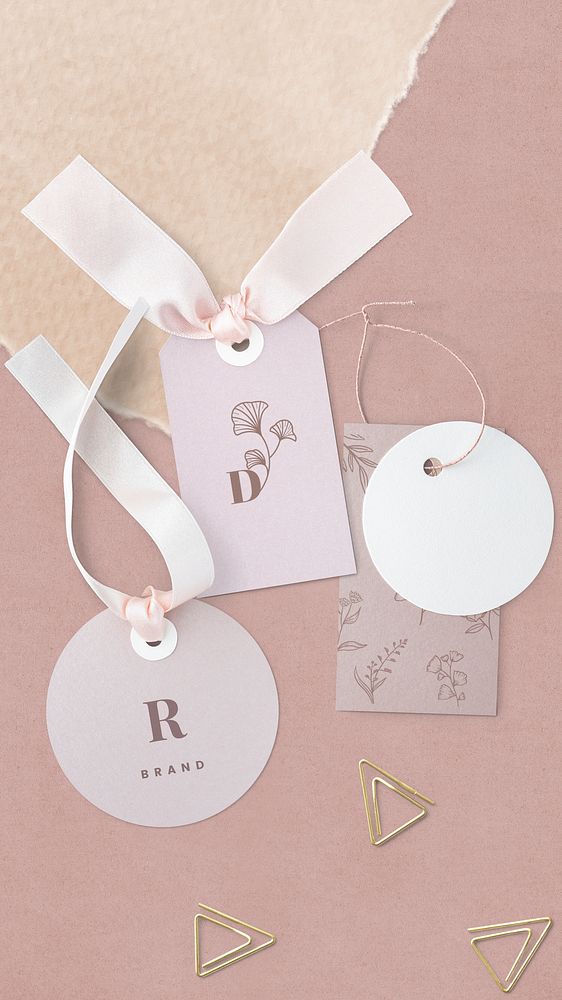 Pink floral design label mockup | Premium PSD Mockup - rawpixel