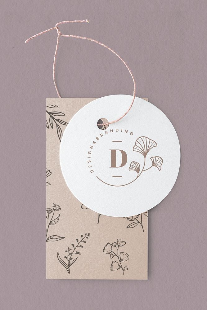 Purple floral design label mockup