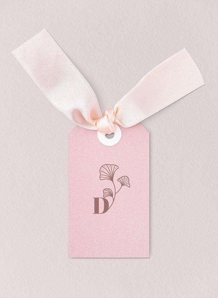 Pink floral design label mockup