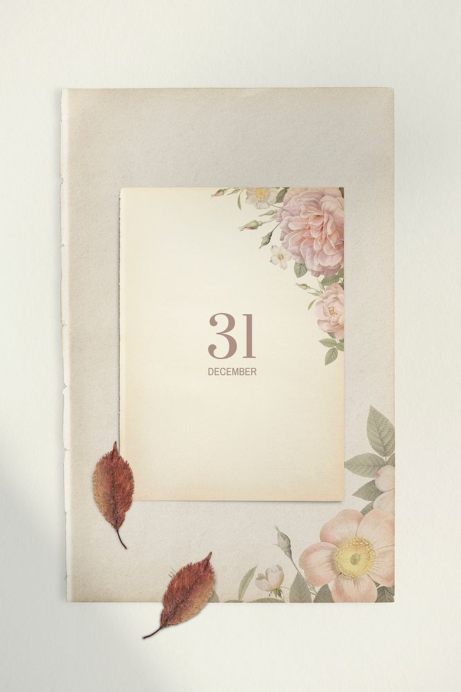 Floral new year card template