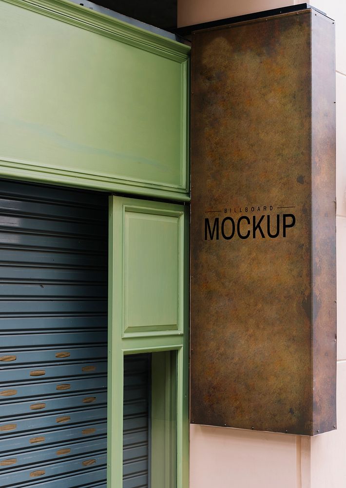 Shopfront with a brown signboard mockup