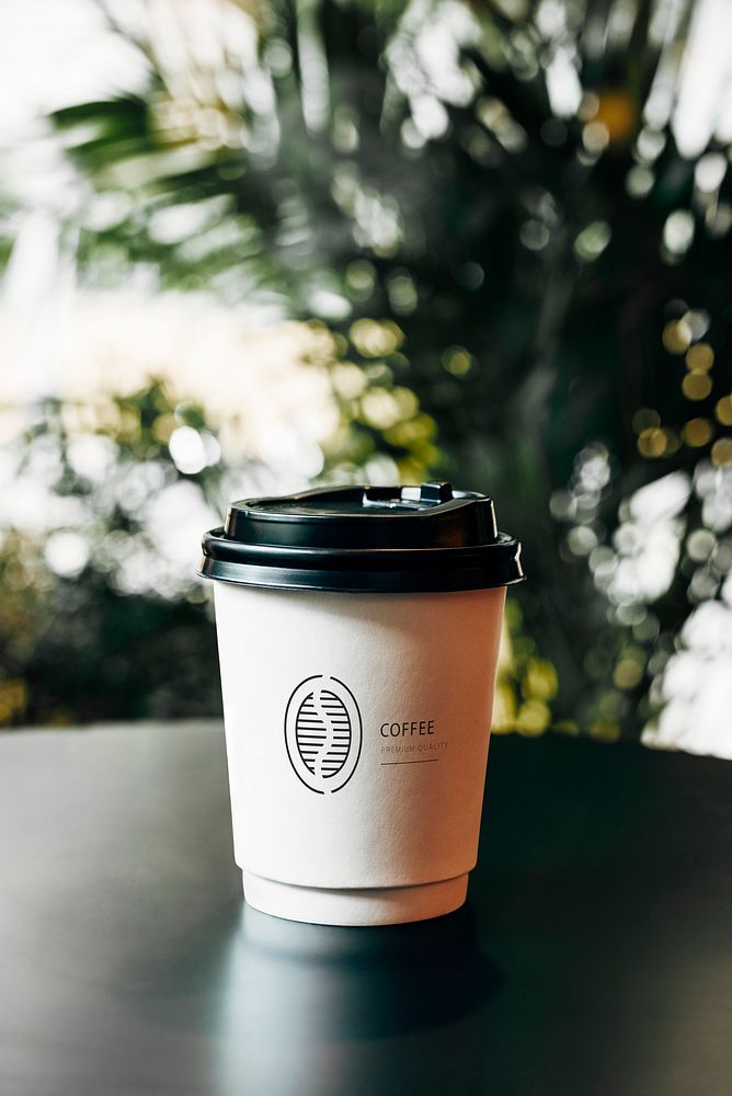Disposable coffee paper cup mockup design