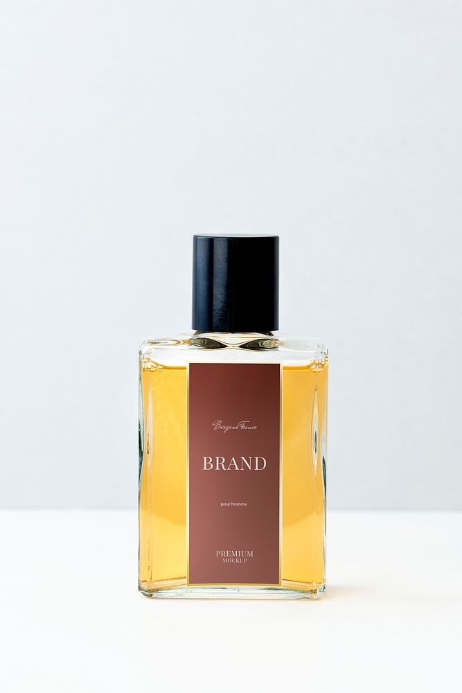 Fragrance bottle label mockup design