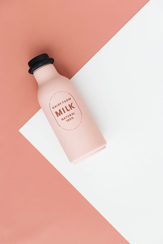 Minimal reusable milk bottle mockup design