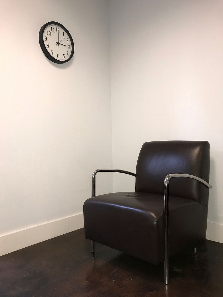 Black leather chair in a waiting room