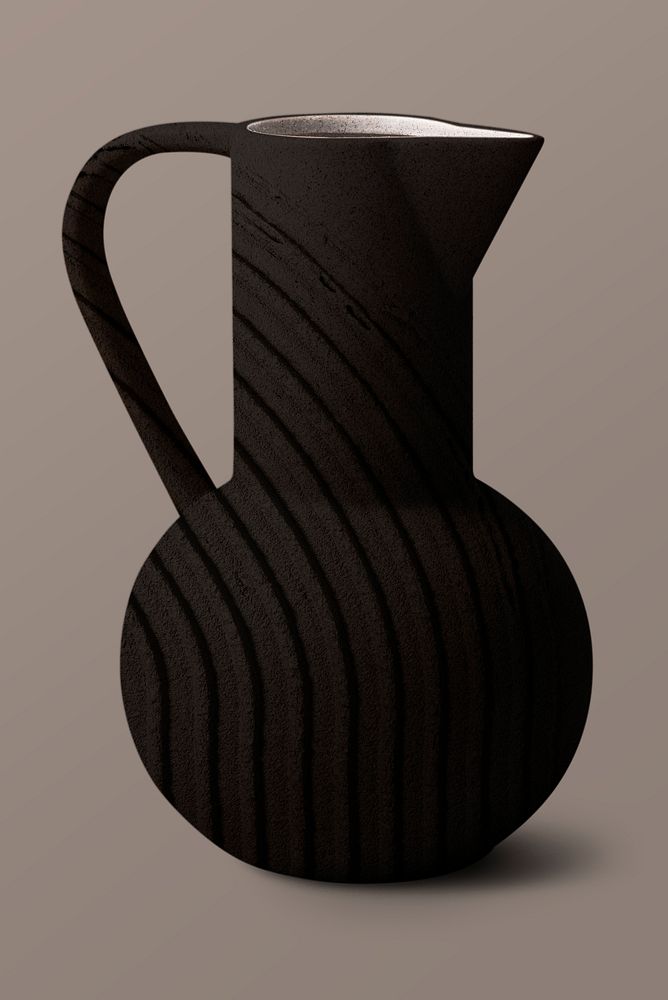 Textured ceramic jug vase mockup psd