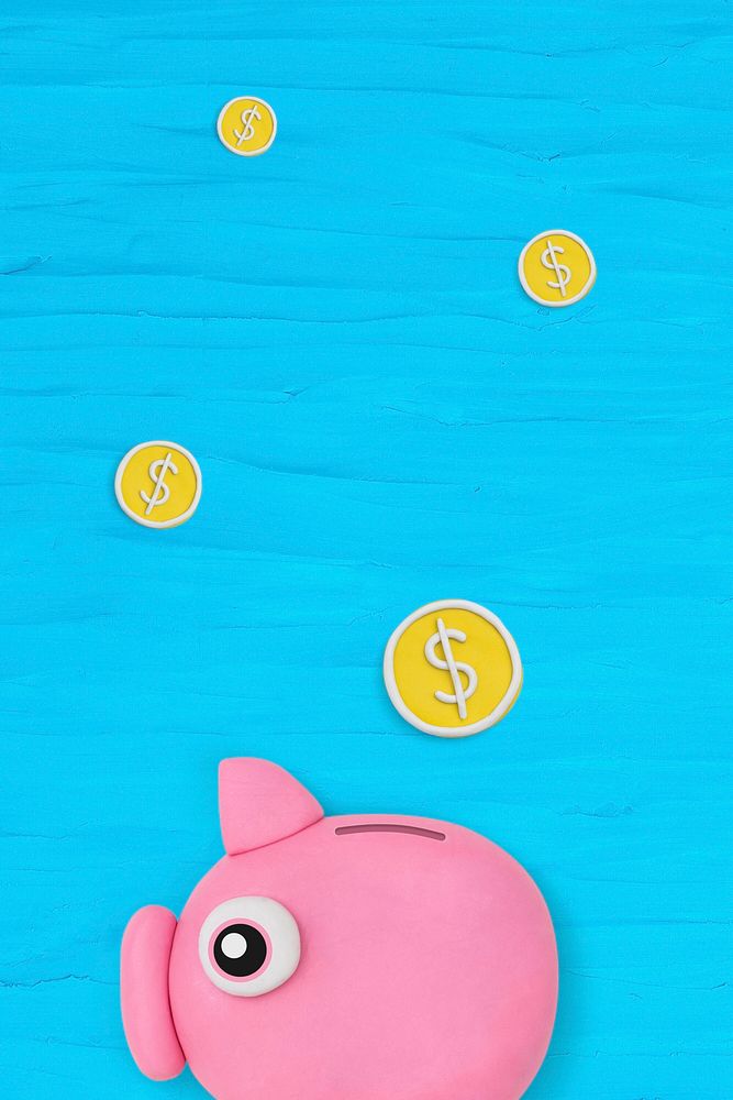 Piggy bank finance background psd DIY dry clay creative art for kids