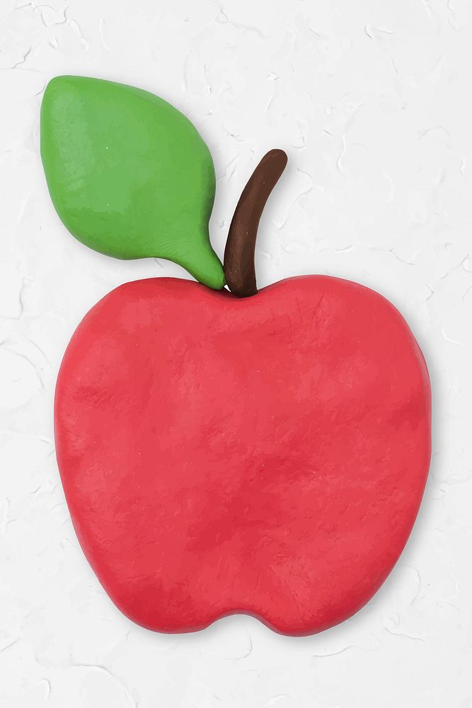 Cute apple clay fruit vector handmade creative art graphic