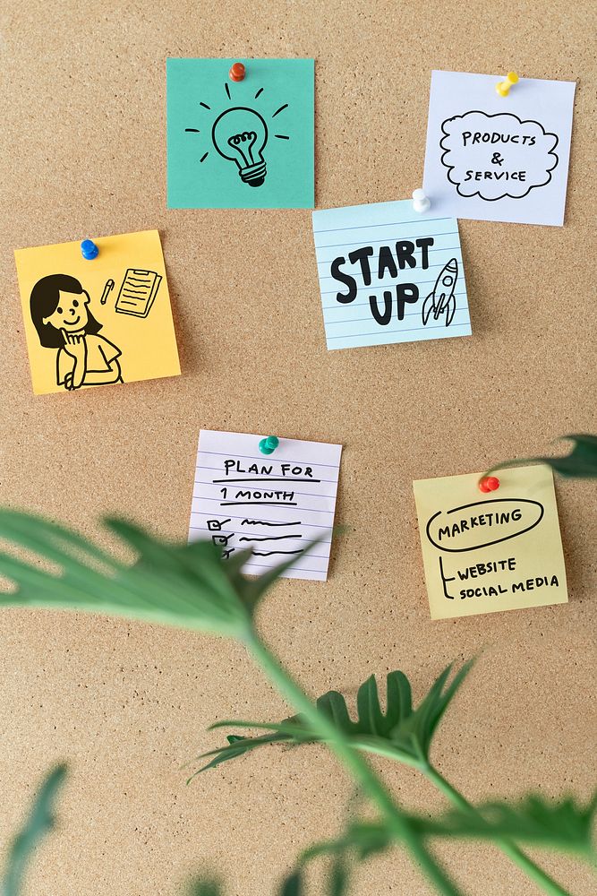 Paper mockup psd, memo notes psd pinned on corkboard