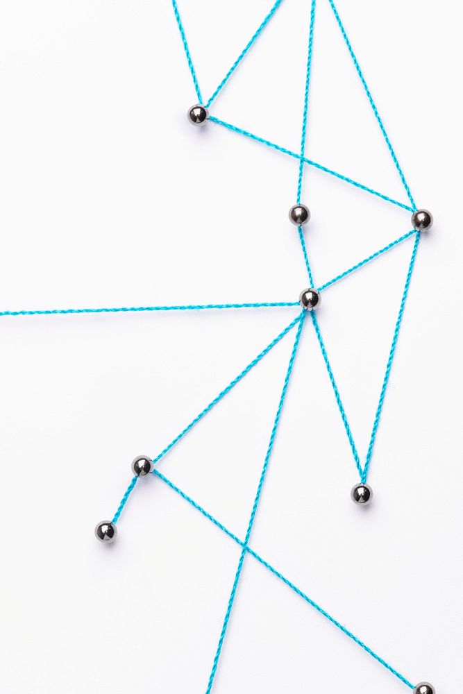 Business network background, connecting dots, blue technology design