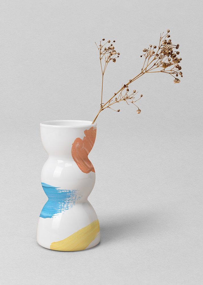 Acrylic painted vase in aesthetic creative style