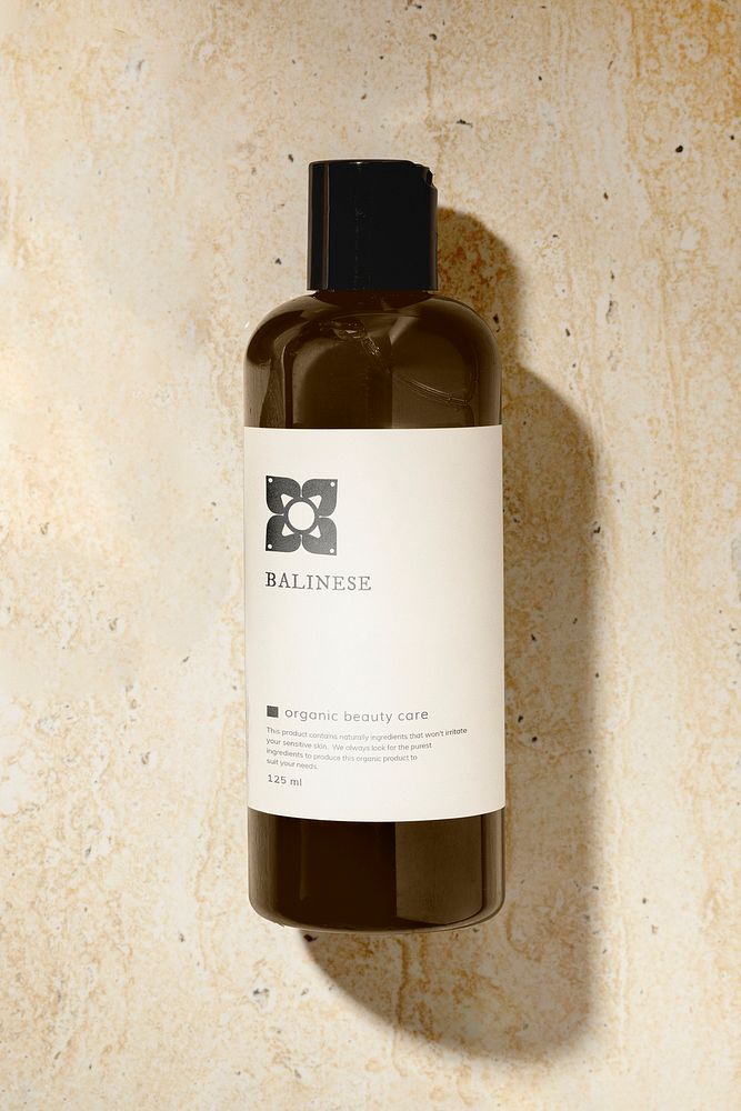 Shampoo bottle mockup psd, beauty product packaging 