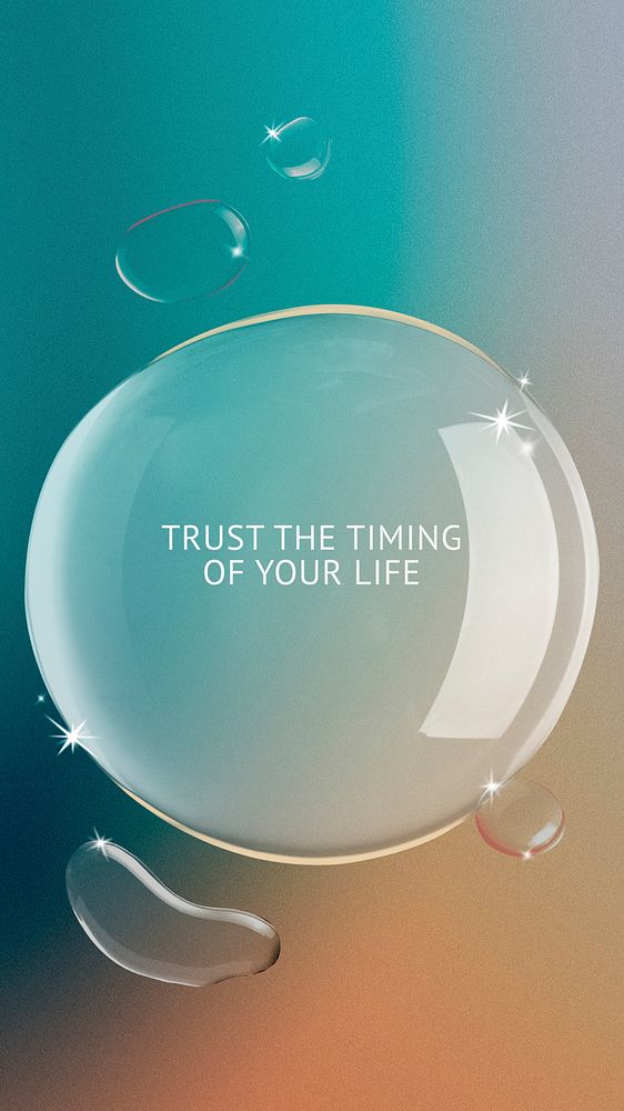 Instagram story template vector water background, trust the timing of your life text