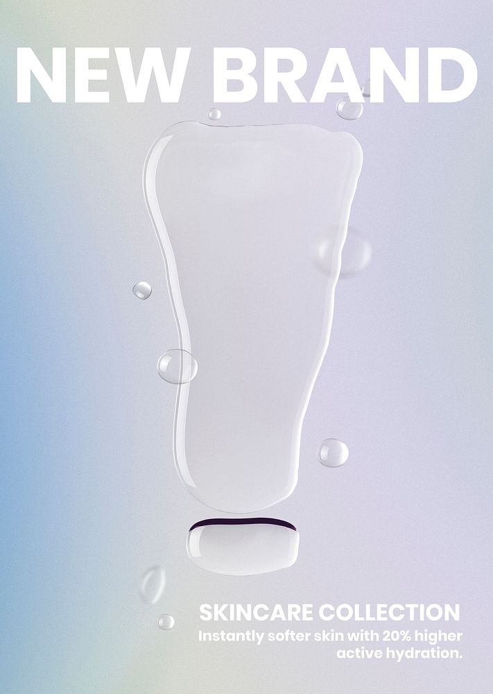 Skincare poster template, vector water background, new brand text