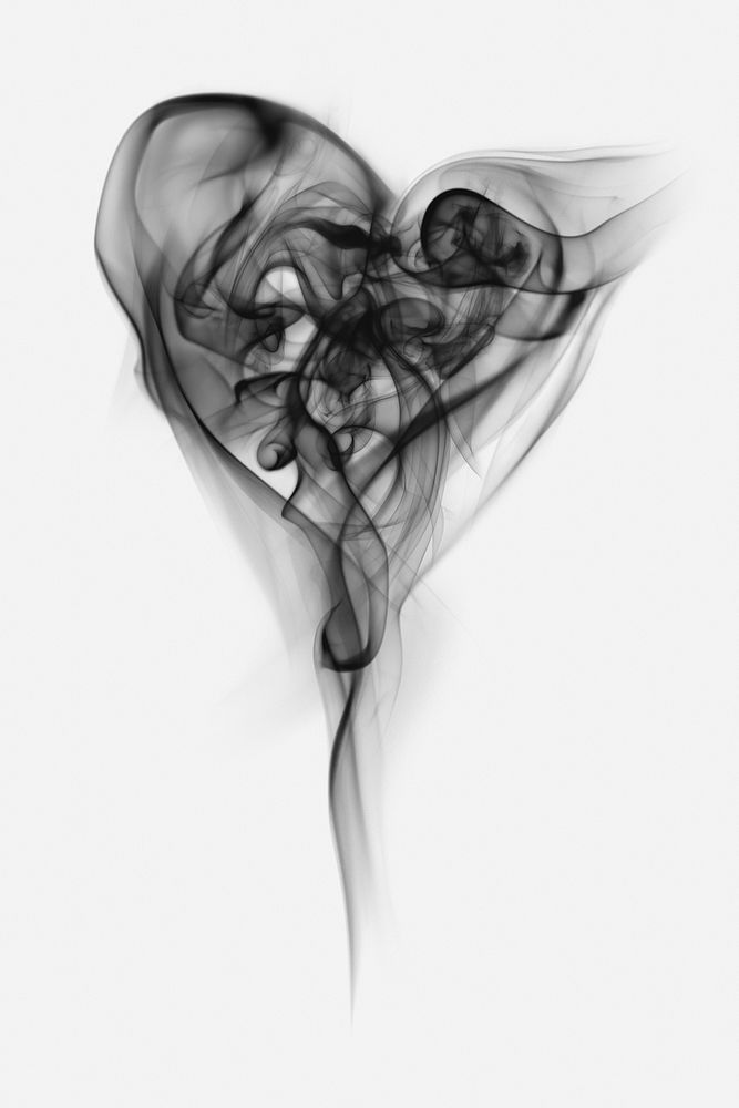 Black smoke heart psd design element