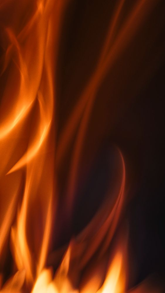 Flame iPhone wallpaper, realistic fire on black background